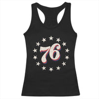 Patriotic Retro 76 American Flag Stars Circle Racerback Tank Top 1976 Milestone Birthday Graphic