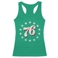 Patriotic Retro 76 American Flag Stars Circle Racerback Tank Top 1976 Milestone Birthday Graphic
