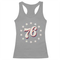Patriotic Retro 76 American Flag Stars Circle Racerback Tank Top 1976 Milestone Birthday Graphic