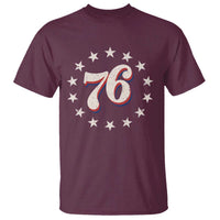 Patriotic Retro 76 American Flag Stars Circle T Shirt 1976 Milestone Birthday Graphic
