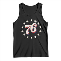 Patriotic Retro 76 American Flag Stars Circle Tank Top 1976 Milestone Birthday Graphic