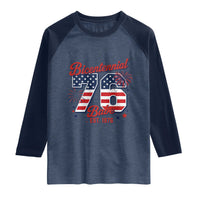 Retro Bicentennial Babe Est 1976 Raglan Shirt 4th of July 50th Birthday Gift