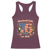 Patriotic Bicentennial Babe Est 1976 Racerback Tank Top Eagle Fireworks 50th Birthday