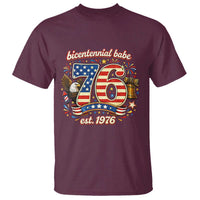 Patriotic Bicentennial Babe Est 1976 T Shirt Eagle Fireworks 50th Birthday