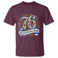 Vintage Floral Bicentennial Babe Est 1976 T Shirt Elegant 50th Birthday