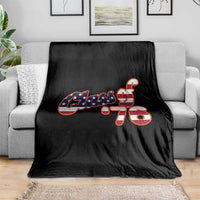 Patriotic Class of 76 Retro American Flag Script Throw Blanket Graduation Birthday Milestone