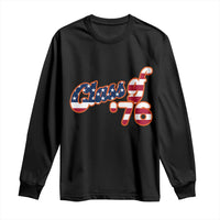 Patriotic Class of 76 Retro American Flag Script Long Sleeve Shirt Graduation Birthday Milestone