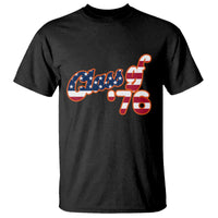 Patriotic Class of 76 Retro American Flag Script T Shirt Graduation Birthday Milestone