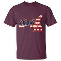 Patriotic Class of 76 Retro American Flag Script T Shirt Graduation Birthday Milestone
