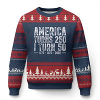 America Turns 250 I Turn 50 Ugly Christmas Sweater Funny Patriotic 1976 50th Birthday
