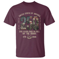 America 250 Years Paid In Full By The Brave T Shirt Patriotic Military Remembrance USA Semiquincentennial