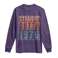 Straight Outta 1976 Long Sleeve Shirt Funny 50th Birthday Retro Neon Gradient Effect Printing