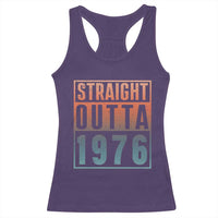 Straight Outta 1976 Racerback Tank Top Funny 50th Birthday Retro Neon Gradient Effect Printing