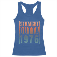 Straight Outta 1976 Racerback Tank Top Funny 50th Birthday Retro Neon Gradient Effect Printing