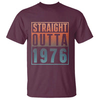 Straight Outta 1976 T Shirt Funny 50th Birthday Retro Neon Gradient Effect Printing