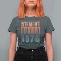 Straight Outta 1976 T Shirt For Women Funny 50th Birthday Retro Neon Gradient Effect Printing