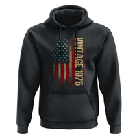 Vintage 1976 Distressed American Flag Hoodie Patriotic 50th Birthday Graphic