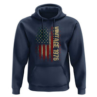 Vintage 1976 Distressed American Flag Hoodie Patriotic 50th Birthday Graphic