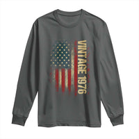 Vintage 1976 Distressed American Flag Long Sleeve Shirt Patriotic 50th Birthday Graphic