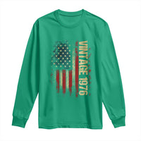 Vintage 1976 Distressed American Flag Long Sleeve Shirt Patriotic 50th Birthday Graphic