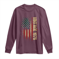 Vintage 1976 Distressed American Flag Long Sleeve Shirt Patriotic 50th Birthday Graphic