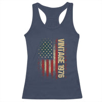 Vintage 1976 Distressed American Flag Racerback Tank Top Patriotic 50th Birthday Graphic