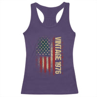 Vintage 1976 Distressed American Flag Racerback Tank Top Patriotic 50th Birthday Graphic