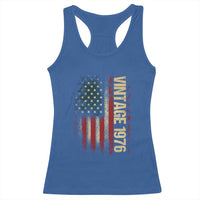Vintage 1976 Distressed American Flag Racerback Tank Top Patriotic 50th Birthday Graphic