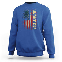 Vintage 1976 Distressed American Flag Sweatshirt Patriotic 50th Birthday Graphic