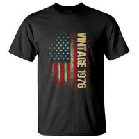 Vintage 1976 Distressed American Flag T Shirt Patriotic 50th Birthday Graphic