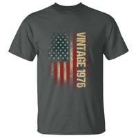 Vintage 1976 Distressed American Flag T Shirt Patriotic 50th Birthday Graphic