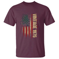 Vintage 1976 Distressed American Flag T Shirt Patriotic 50th Birthday Graphic