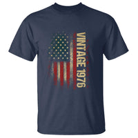 Vintage 1976 Distressed American Flag T Shirt Patriotic 50th Birthday Graphic