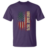 Vintage 1976 Distressed American Flag T Shirt Patriotic 50th Birthday Graphic