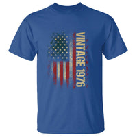 Vintage 1976 Distressed American Flag T Shirt Patriotic 50th Birthday Graphic