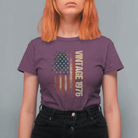 Vintage 1976 Distressed American Flag T Shirt For Women Patriotic 50th Birthday Graphic