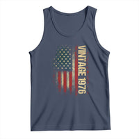 Vintage 1976 Distressed American Flag Tank Top Patriotic 50th Birthday Graphic