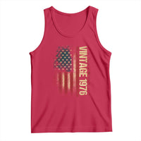 Vintage 1976 Distressed American Flag Tank Top Patriotic 50th Birthday Graphic