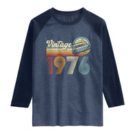 Vintage Sunset 1976 Retro Cassette Raglan Shirt Mechanical Dial Tech Nostalgia 50th Birthday
