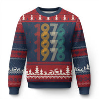 Retro 1976 Multi Line Neon Pop Typography Ugly Christmas Sweater Vintage 50th Birthday Gift