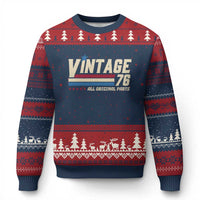 Vintage 76 All Original Parts Ugly Christmas Sweater Retro Stripe Patriotic 50th Birthday