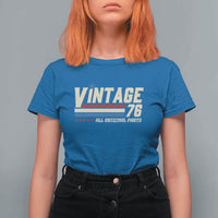 Vintage 76 All Original Parts T Shirt For Women Retro Stripe Patriotic 50th Birthday