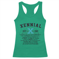 Xennial Definition 1977 to 1985 Racerback Tank Top Vintage Dictionary Style Graphic