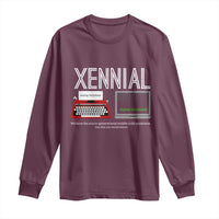 Xennial Typewriter and Computer Screen Long Sleeve Shirt Analog Childhood Digital Adulthood
