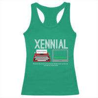 Xennial Typewriter and Computer Screen Racerback Tank Top Analog Childhood Digital Adulthood