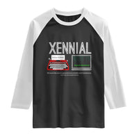 Xennial Typewriter and Computer Screen Raglan Shirt Analog Childhood Digital Adulthood