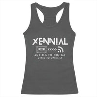 Funny Xennial Analog To Digital Racerback Tank Top Cassette Tape to Internet Cynic to Optimist