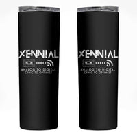 Funny Xennial Analog To Digital Skinny Tumbler Cassette Tape to Internet Cynic to Optimist