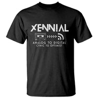 Funny Xennial Analog To Digital T Shirt Cassette Tape to Internet Cynic to Optimist
