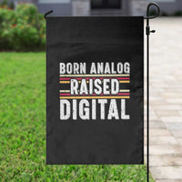 Born Analog Raised Digital Garden Flag Vintage Sunset Retro Tech Graphic